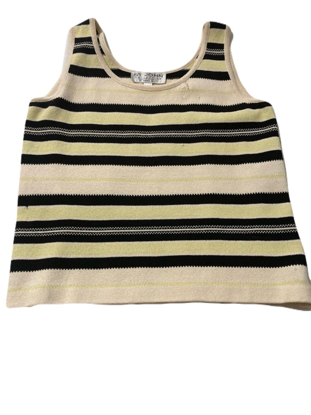 St. John Yellow, Black & Cream Striped Scoop Neck Tank
